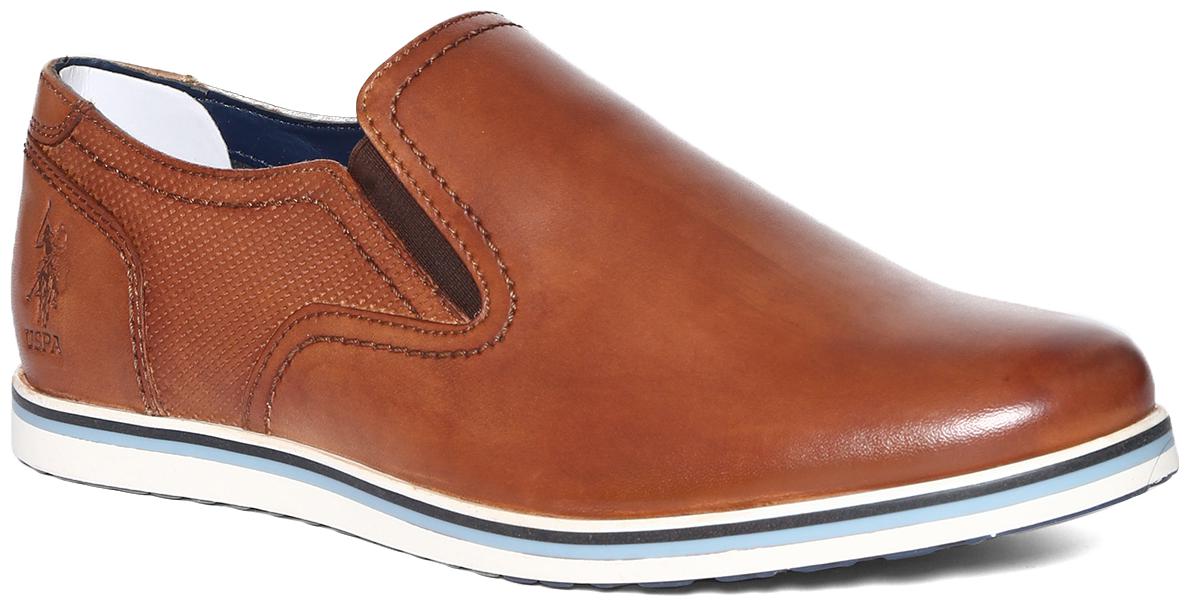 

U S Polo Assn Men Brown Casual Shoes - CONTRAST SOLE LEATHER SLIP ON SHOES - 2531828319
