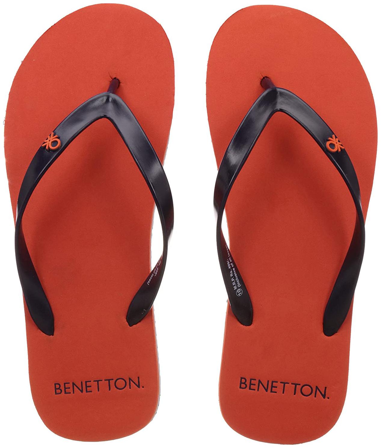 

United Colors Of Benetton Men Orange Navy Blue Flip-Flops - 1 Pair