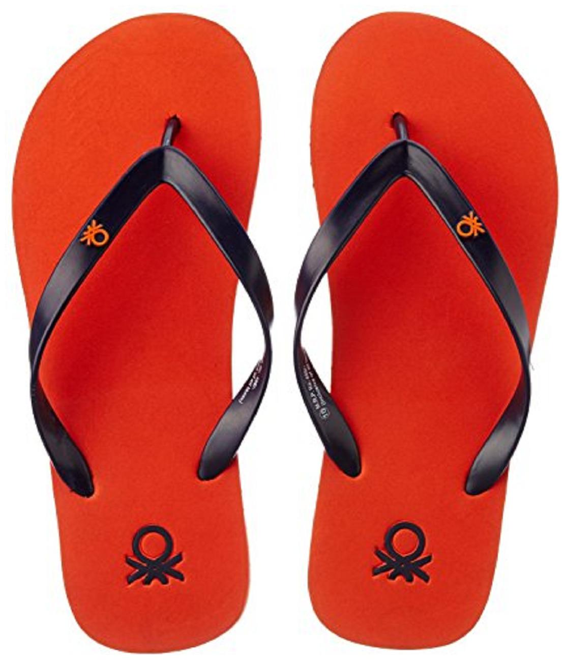 

United Colors Of Benetton Men Orange Navy Blue Flip-Flops - 1 Pair