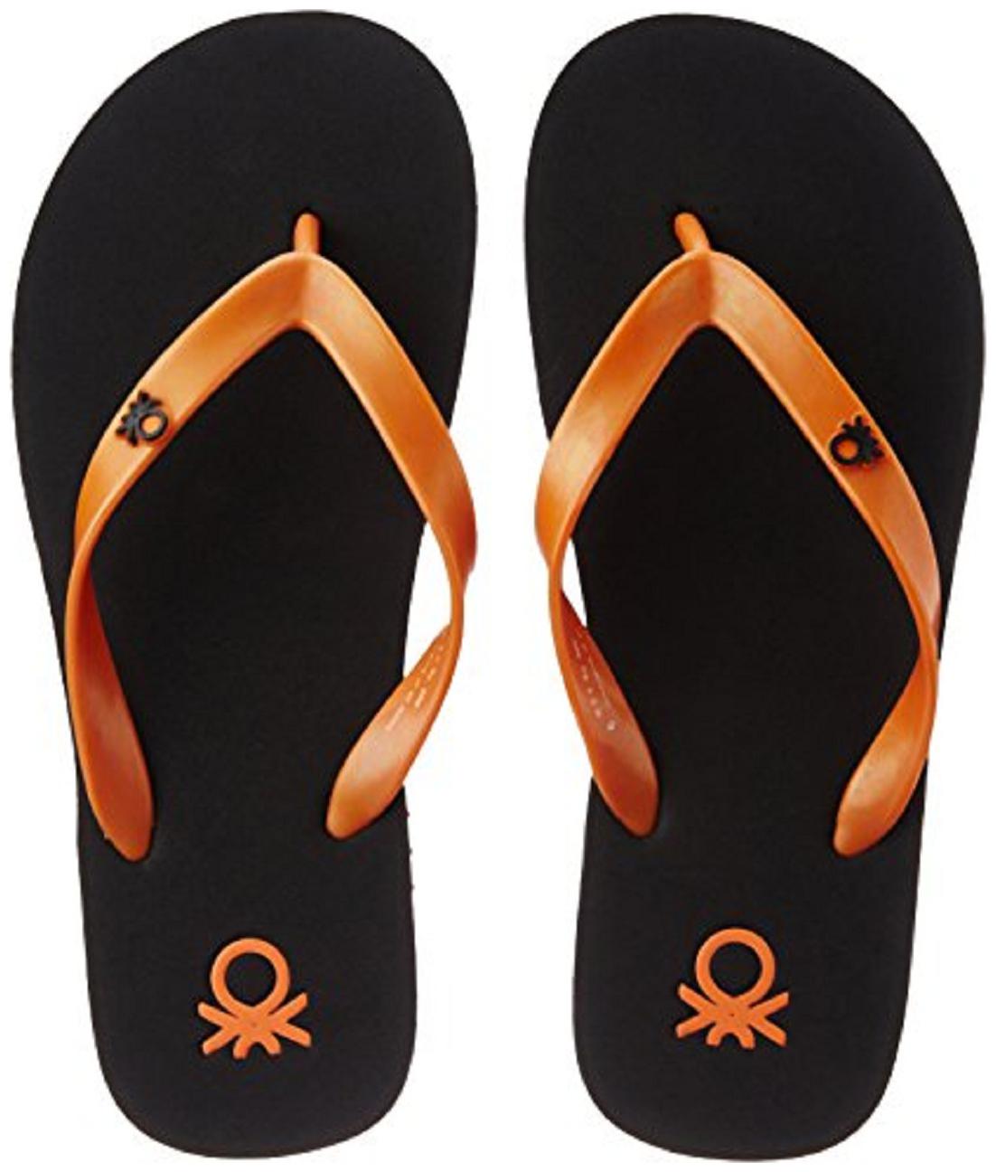 

United Colors Of Benetton Men Black Orange Flip-Flops - 1 Pair