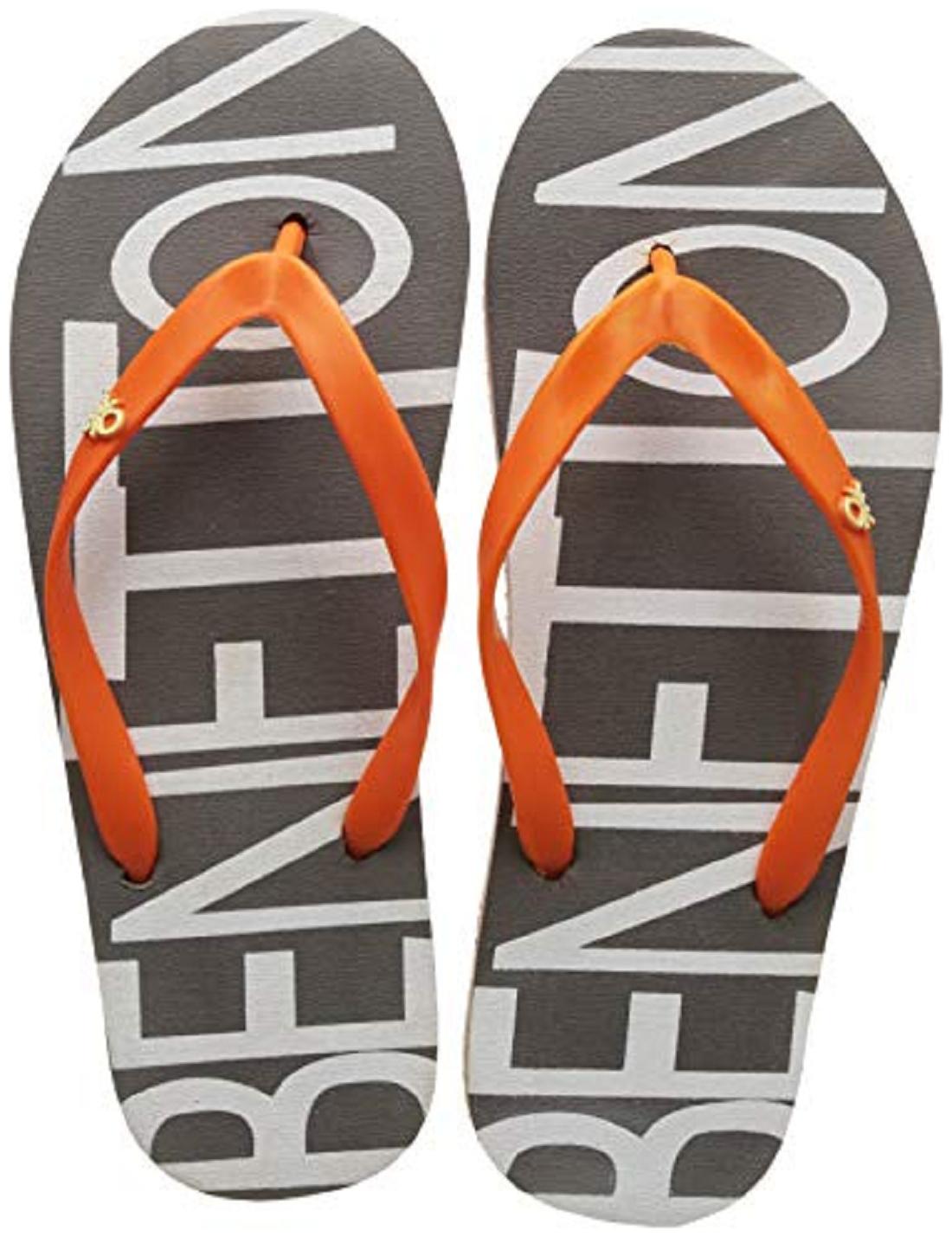 

United Colors Of Benetton Men Grey Orange Flip-Flops - 1 Pair