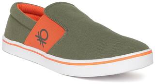 United Colors of Benetton Men Olive Green Slip-On Sneakers