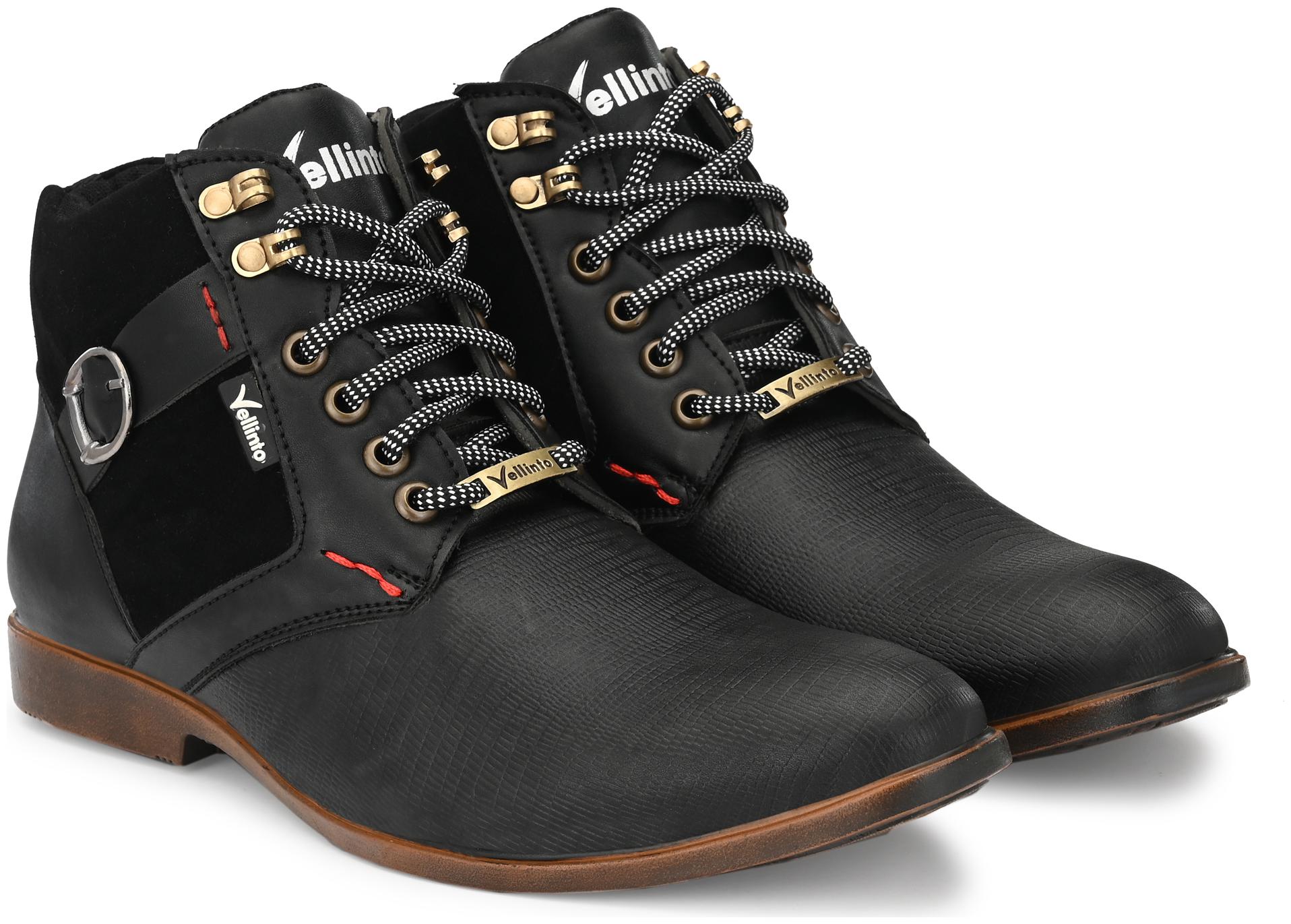 

VELLINTO Men Black Ankle Boots