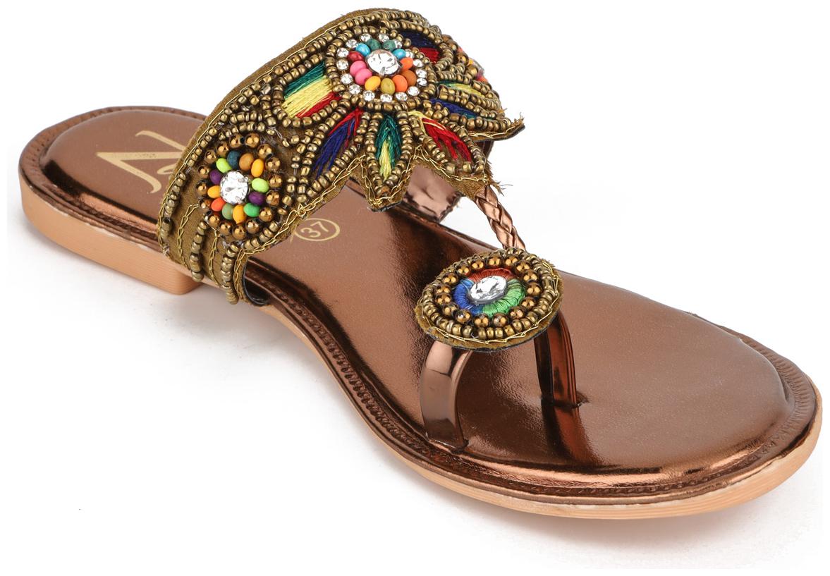 

WALK-N-STYLE Women Brown One Toe Flats