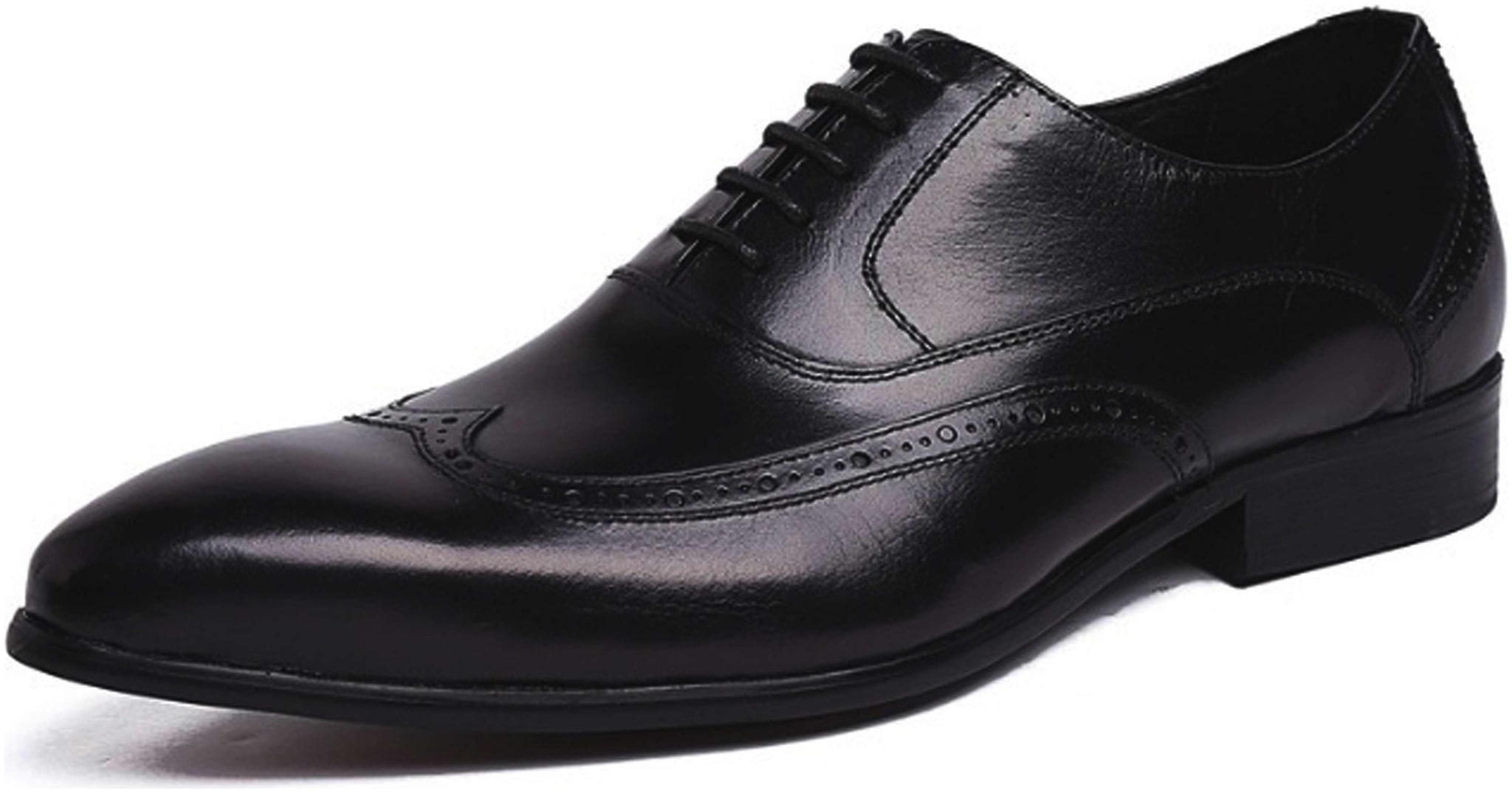 

Wolven Handmade Black Yaha Leather Shoes with TPR Black Sole