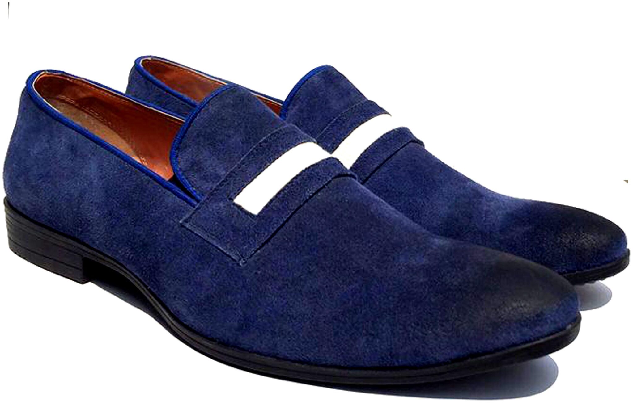 

Wolven Handmade Spencer Navy Blue Formal Slip on Shoes