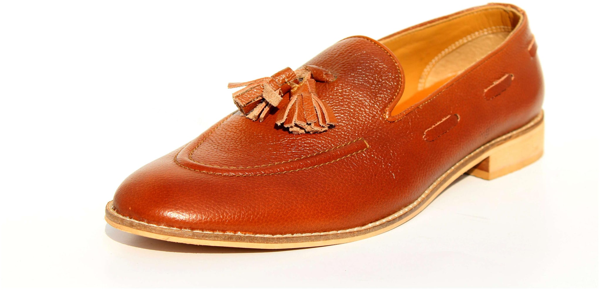 

Wolven Man Tassel Tan Leather Casual with Handmade Sheet Sole