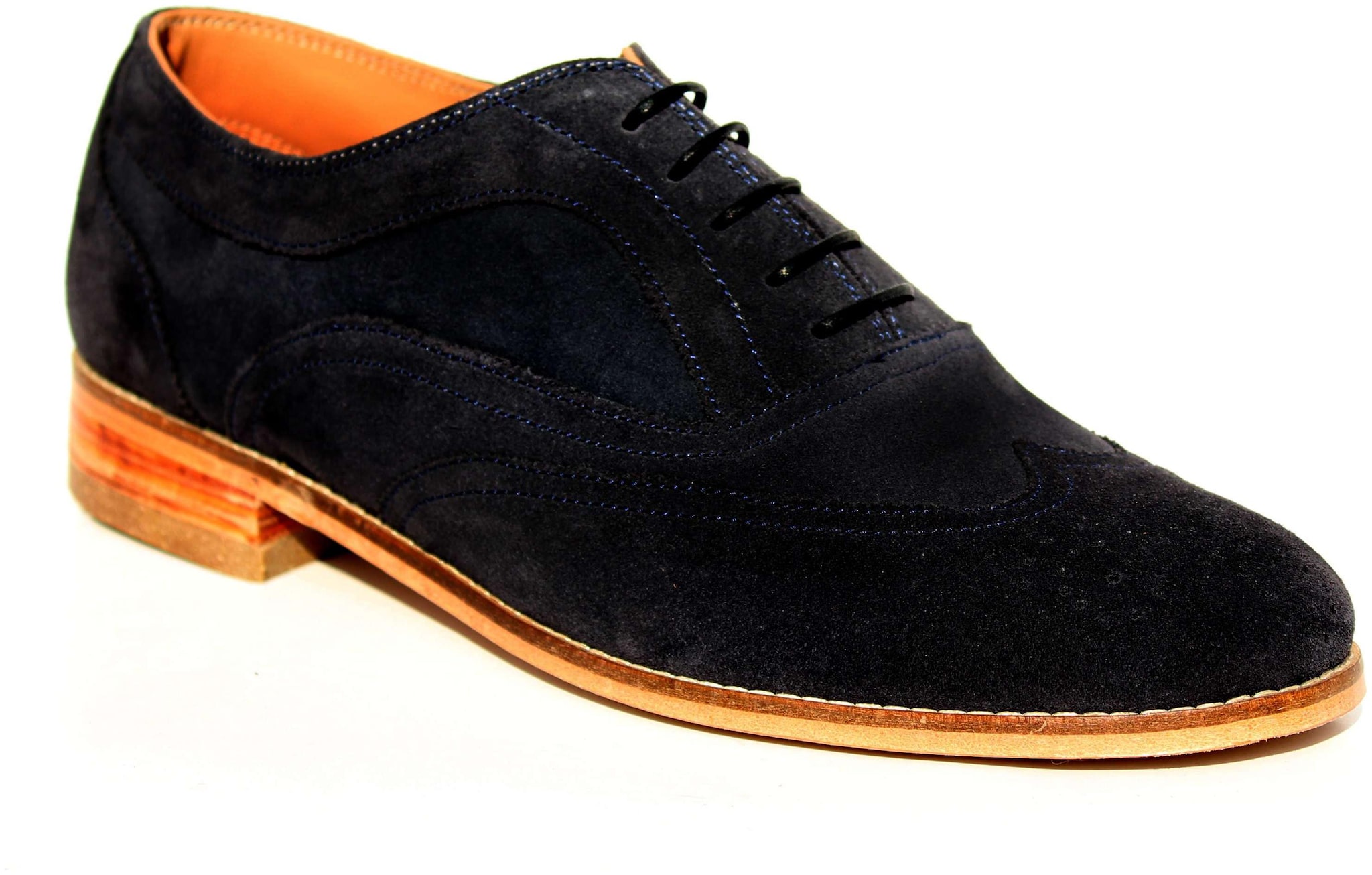 

Wolven NavyBlue Brough Formal Sude Leather Shoes with Leather Sole