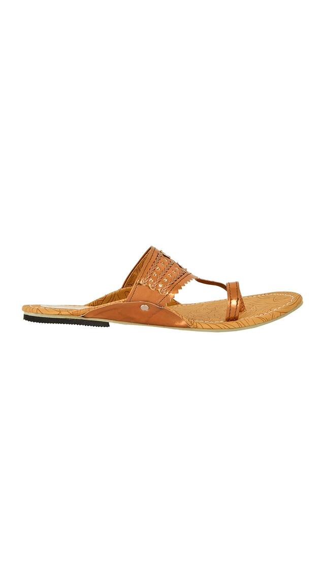 Women's Copper Colore Kolhapuri Slipper