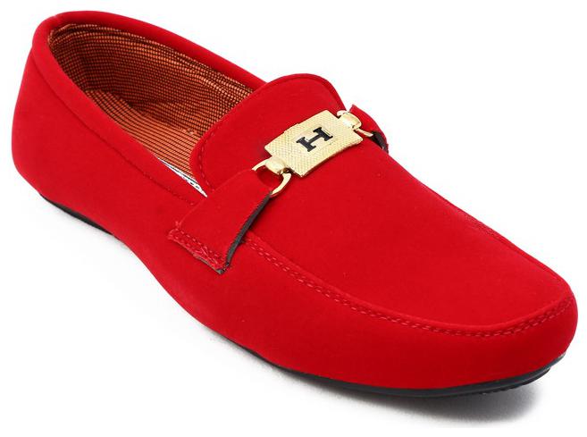 

Ziesha Men Red Loafers - VELVET LOAFER - ZMS508