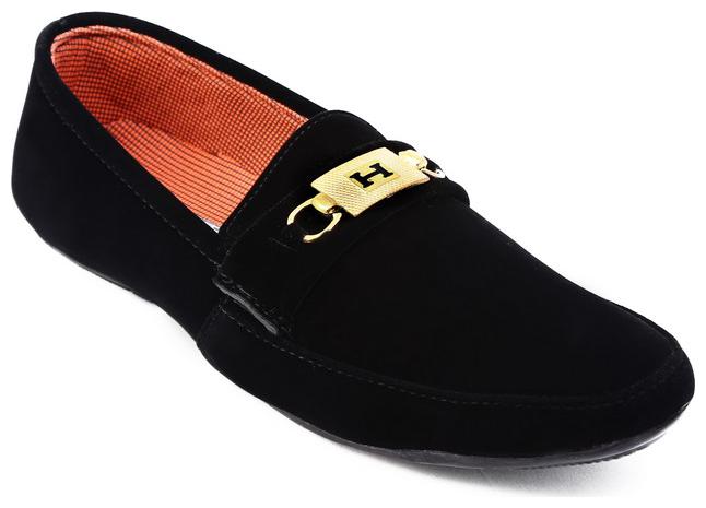 

Ziesha Men Black Loafers - VELVET LOAFER - ZMS508
