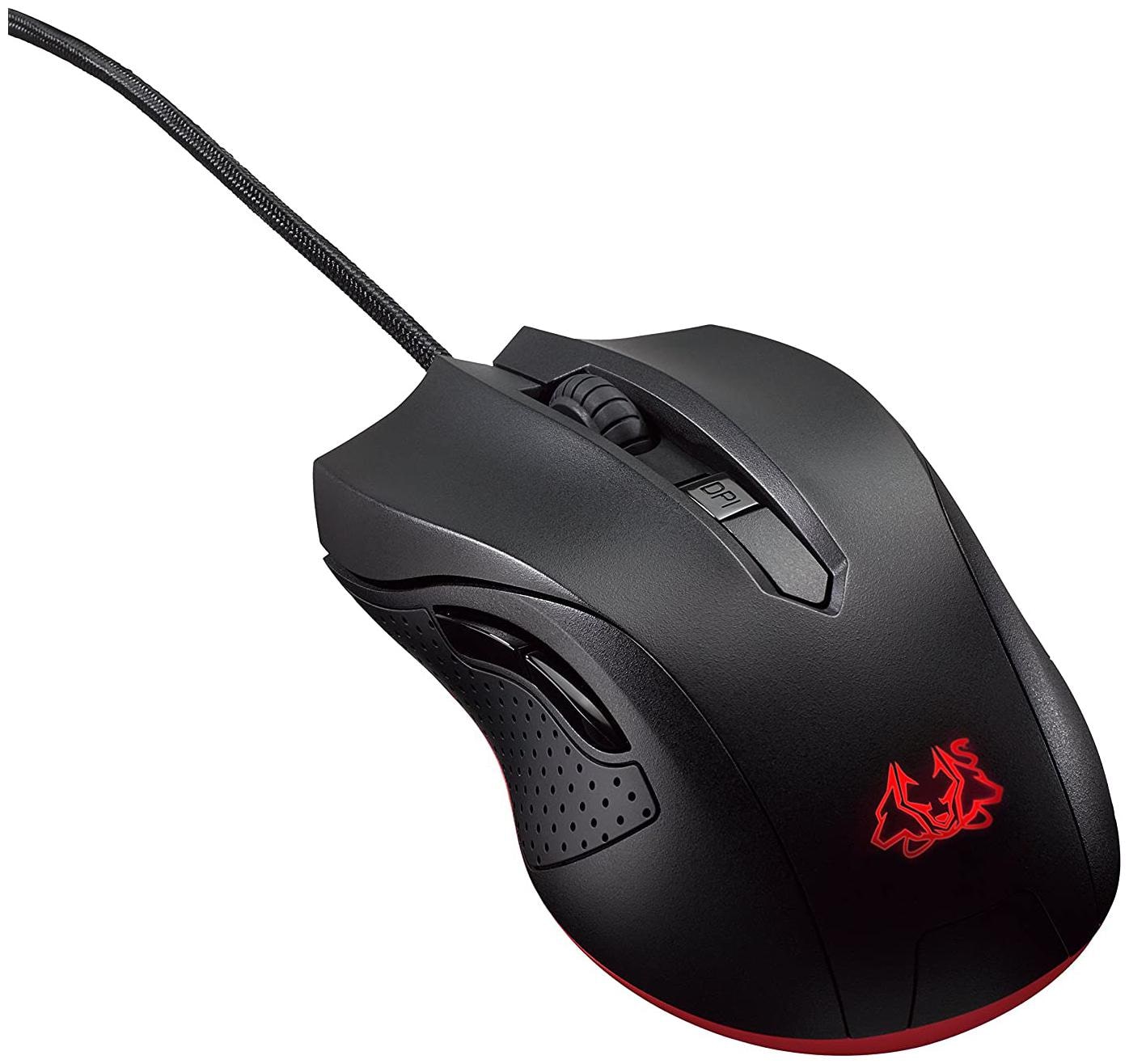 

ASUS Cerberus Optical Gaming Mouse Ambidextrous Controls for Left Right Handed Gamers Wired Mouse for PC 6 Buttons Sweatproof and Slip-Resistant Design