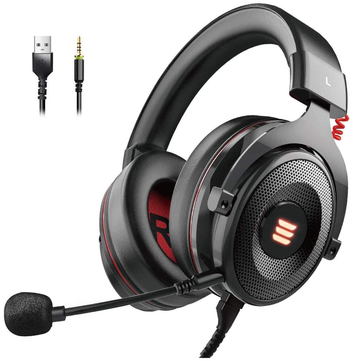 

EKSA E900PRONCMRB Over ear Gaming Headsets With Mic - Red Black
