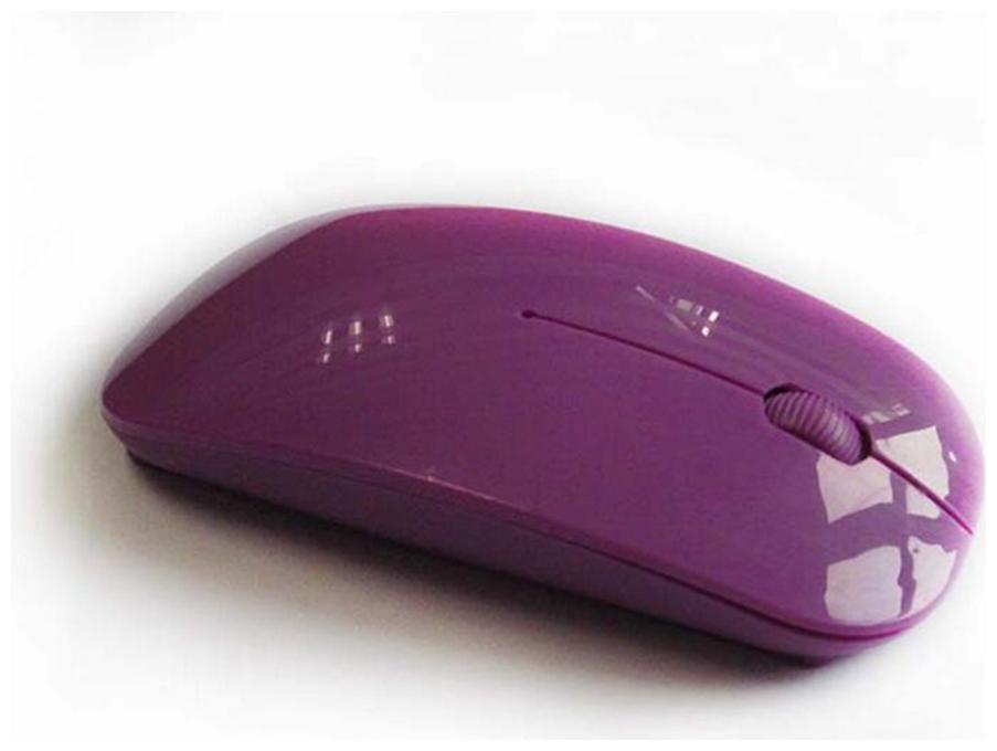 Ergonomic Curved Wireless 2.4 GHz Optical Slim Mouse Purple