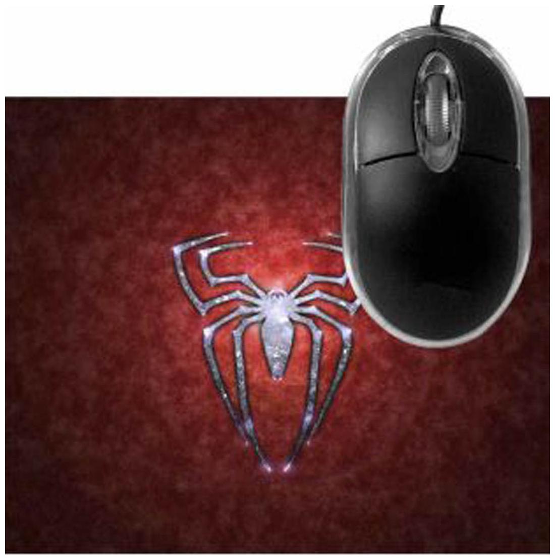 

FineArts Spider Red Sparkle Mousepad With Terabyte 3D Optical USB Mouse