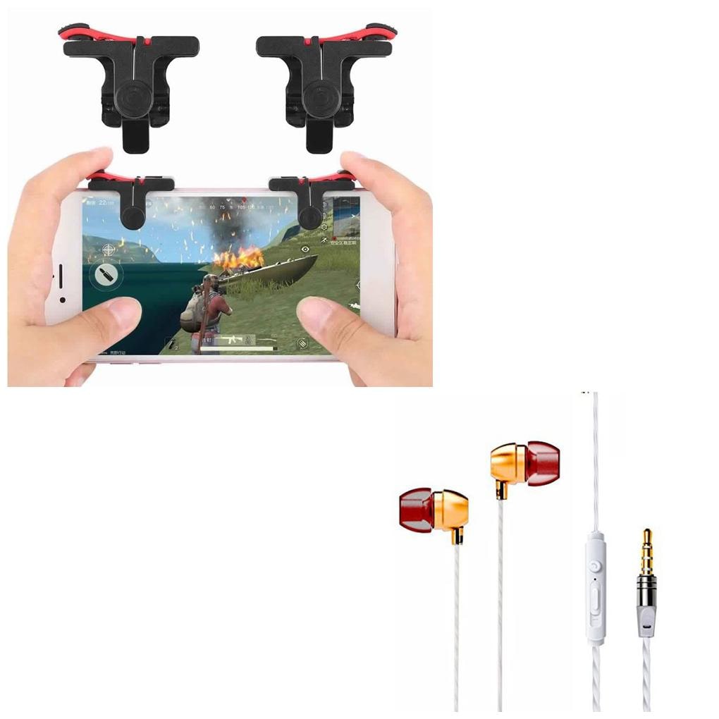

Freckle D9 Red And Black Mobile Game Trigger Joysticks Fire Controller With Free Goldberg Bass Sporty Metal Stereo Earphone With Mic