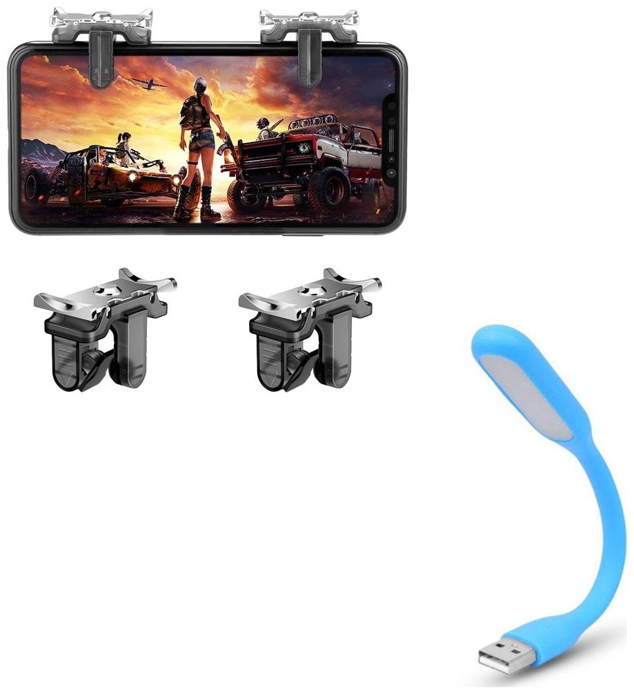

Freckle Metal PUBG Mobile Gaming Trigger Button Joystick With Free Portable Flexible USB LED Light Lamp For USB Device