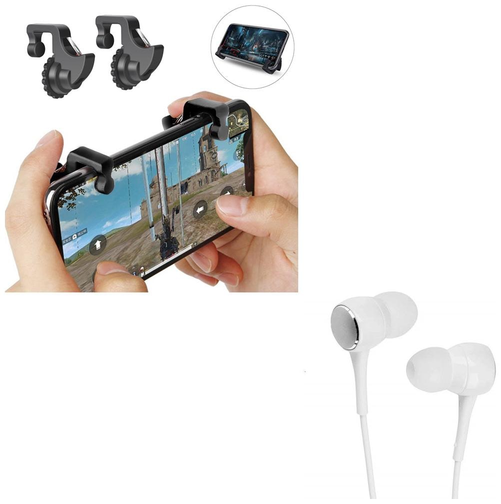 

Freckle Mobile Game Controller Shooter Trigger Fire Button Handle With Free P1000 Wired Stereo Bass Earphone