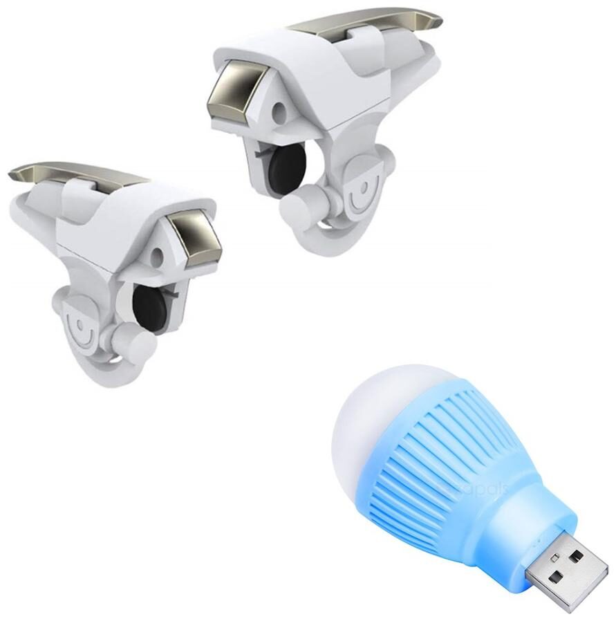 

Freckle White Angel Wings Mobile PUBG Trigger for Aiming Shooting With Free Portable LED USB Bulb