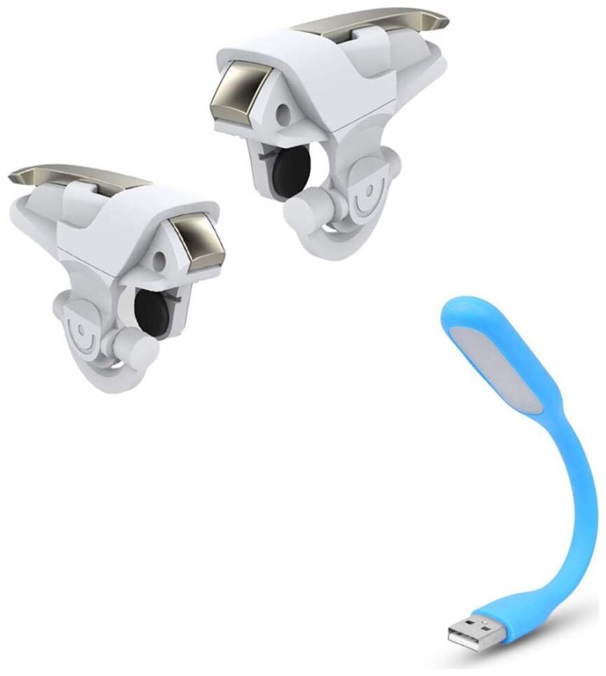 

Freckle White Angel Wings Mobile PUBG Trigger for Aiming Shooting With Free Portable Flexible USB LED Light Lamp For USB Device