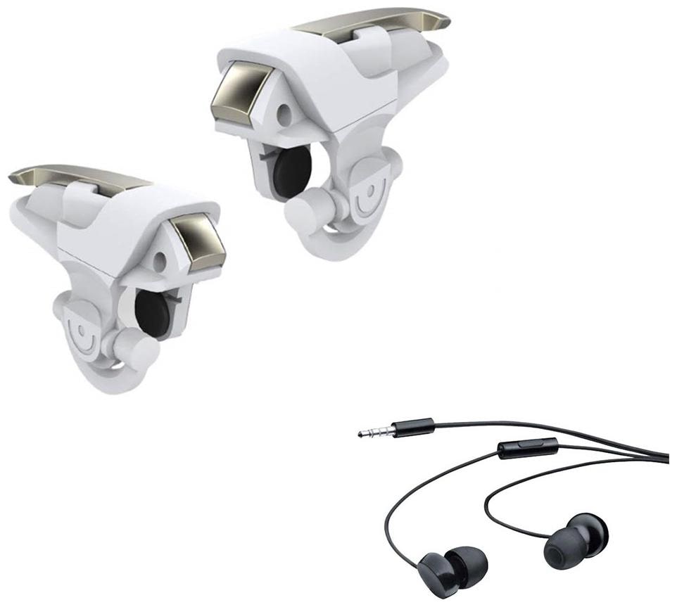 

Freckle White Angel Wings Mobile PUBG Trigger for Aiming Shooting With Free 208 Wired Earphones With Mic