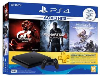 Sony PS4 Slim 500 GB Gaming Console(With Free Games: Gran Turismo - Sport/Uncharted 4/Horizon Zero Dawn)