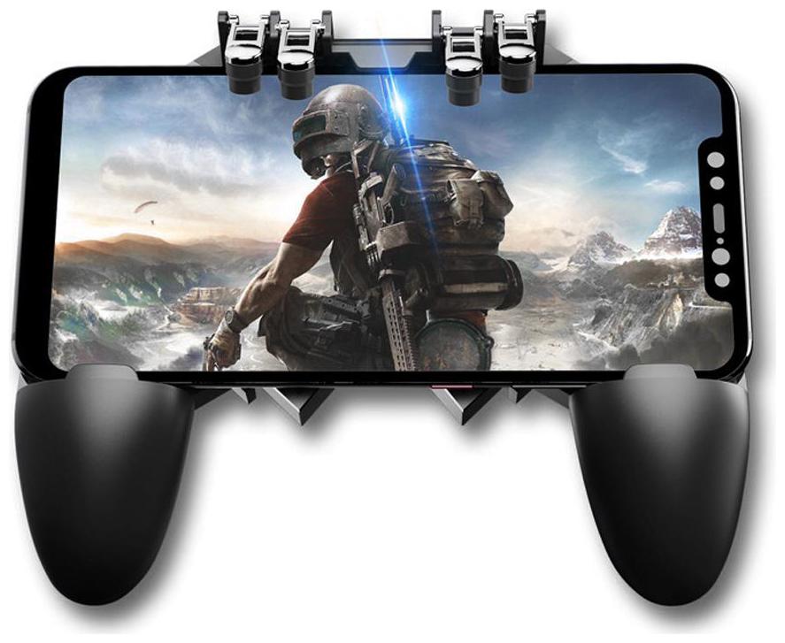 

TSV PUBG Trigger Controller 6 Fingers Mobile Game Joystick Grip L2R2 Button Shooting Aim Keys for All Android iOS Phone (Black)