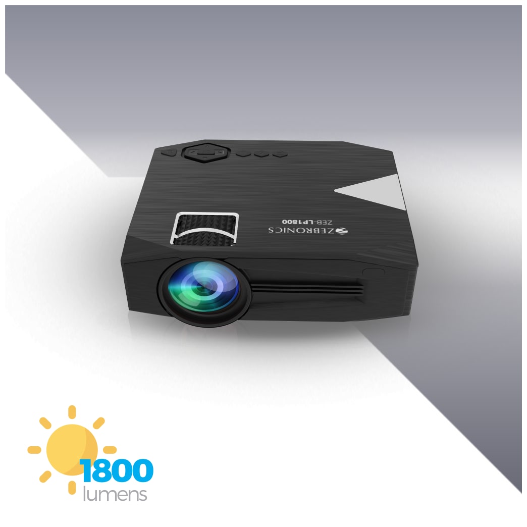 

Zebronics ZEB-LP1800 Projector comes 305 cm screen size support including a built-in speaker HDMI VGA USB Micro SD AV IN AUX