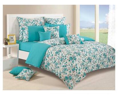 Swayam Cotton Abstract King Size Bedsheet 144 TC ( 1 Bedsheet With 2 Pillow Covers , Turquoise )
