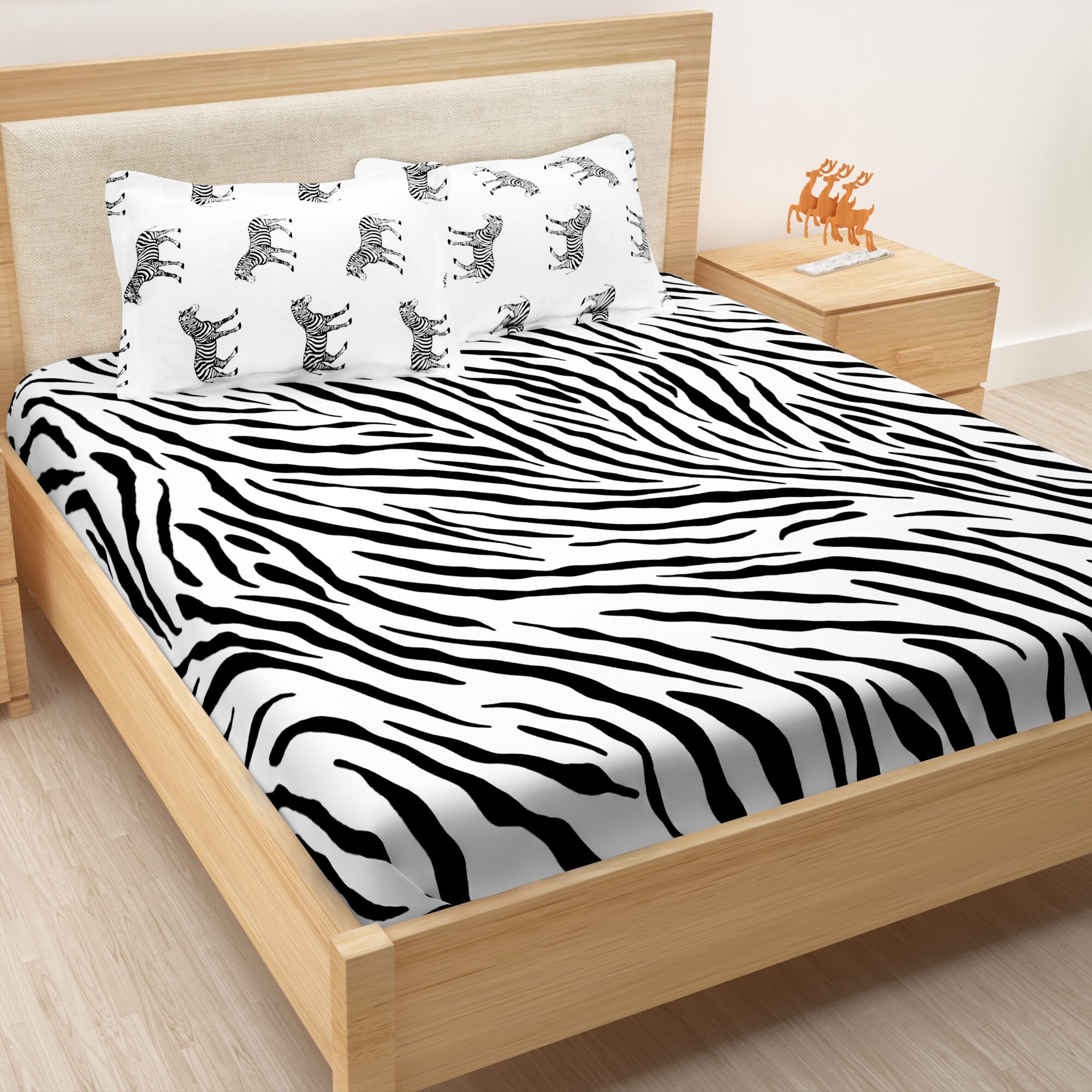 

Story Home Cotton Printed Double Size Bedsheet 186 TC ( 1 Bedsheet With 2 Pillow Covers Black )