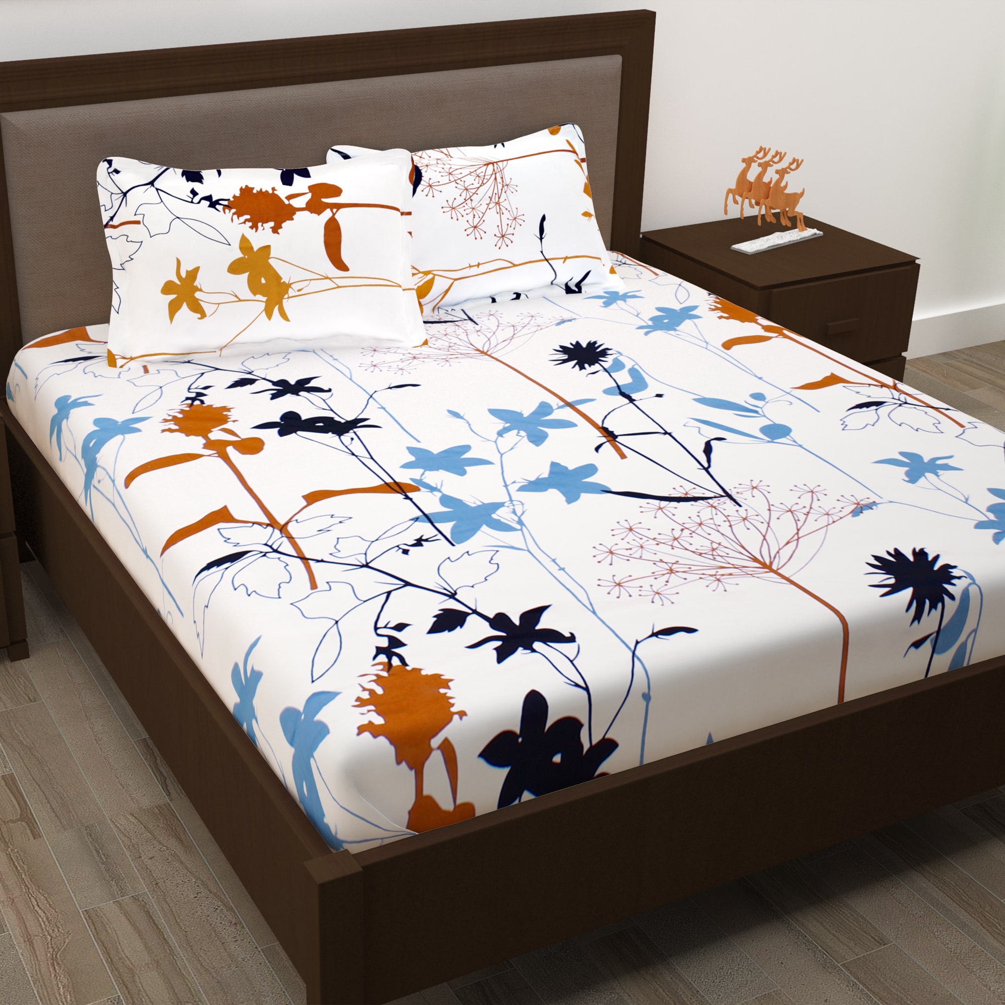 

Story Home Cotton Printed Double Size Bedsheet 186 TC ( 1 Bedsheet With 2 Pillow Covers White )