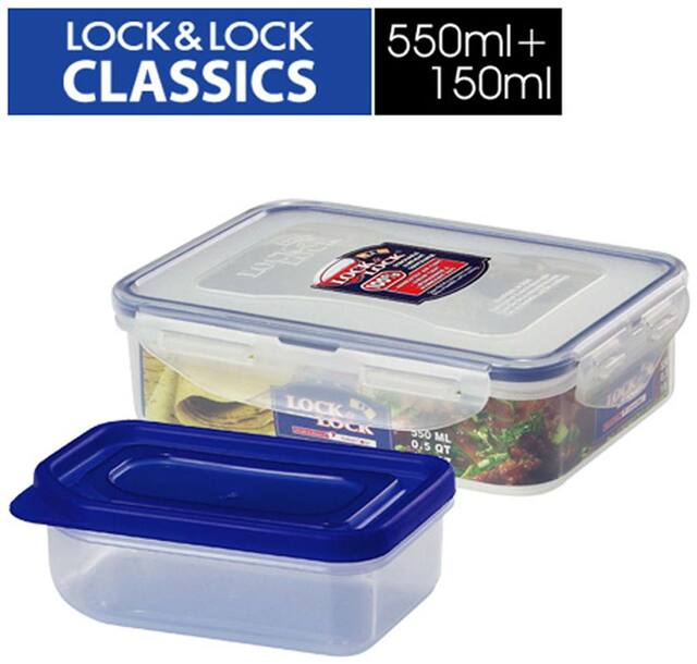 Lock & Lock Plastic Grocery Container Set of 2 ( 150 ml , 550 ml  , Transparent )