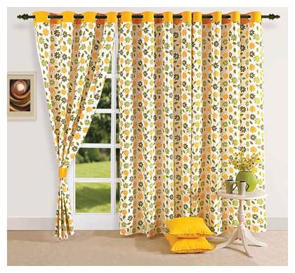 

Swayam Cotton Long Door Blackout Yellow Regular Curtain ( Eyelet Closure Solid )