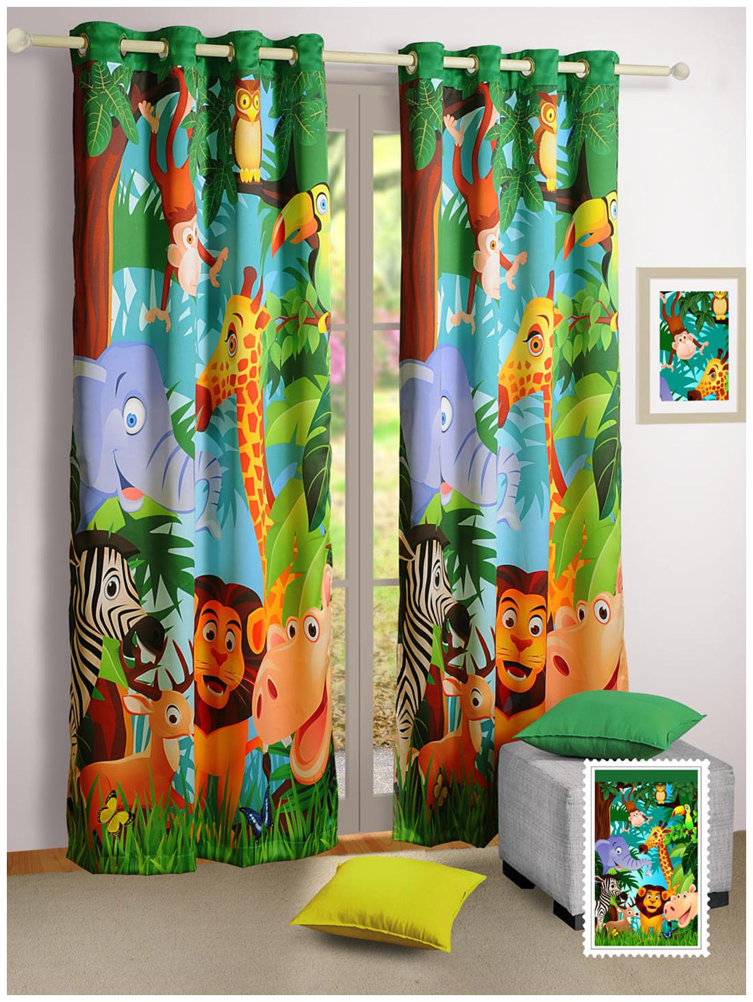 

Swayam Silk Door Blackout Multi Regular Curtain ( Eyelet Closure Floral )