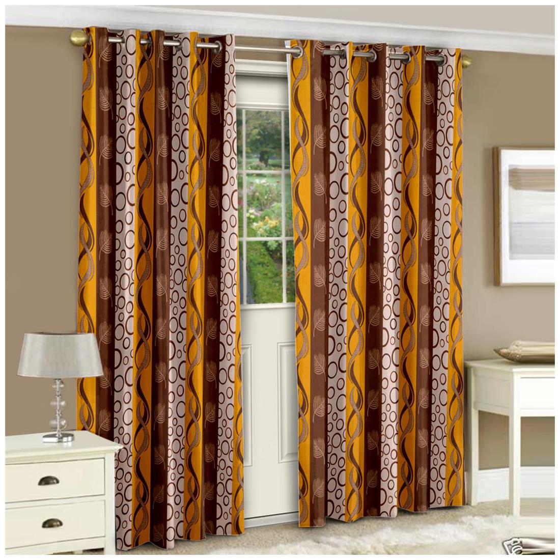 

Story Home Polyester Door Semi Transparent Yellow Regular Curtain ( Eyelet Closure Abstract )