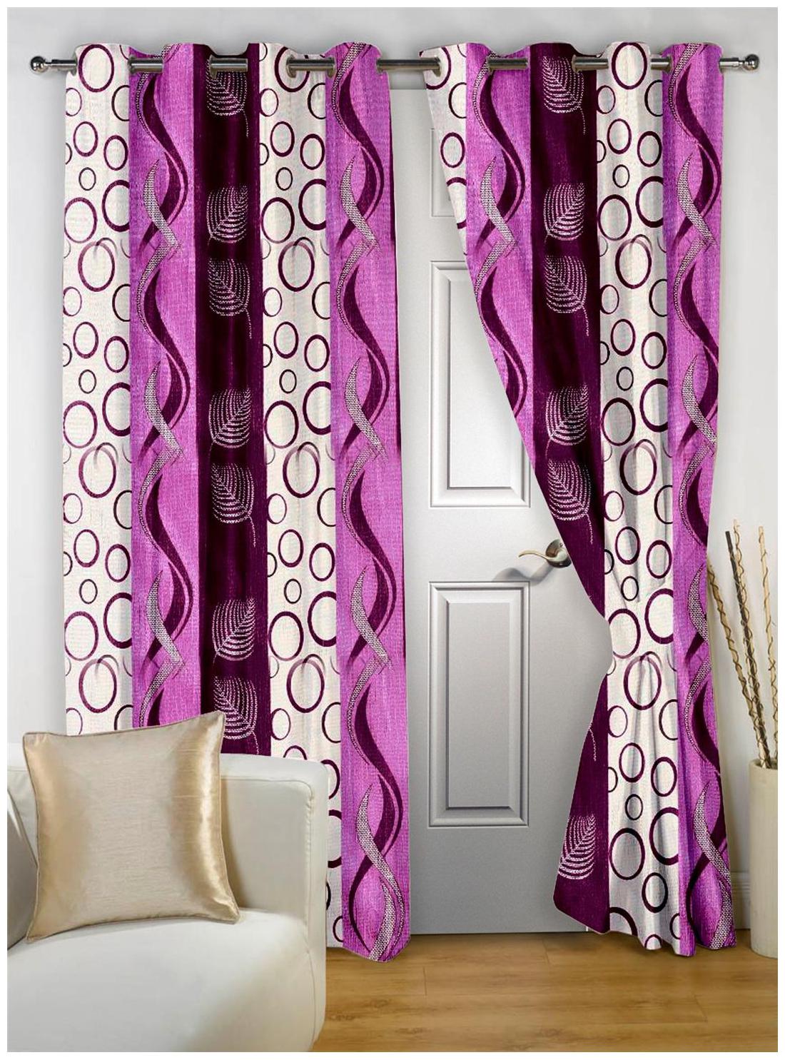 

Story Home Polyester Door Semi Transparent Pink Regular Curtain ( Eyelet Closure Abstract )