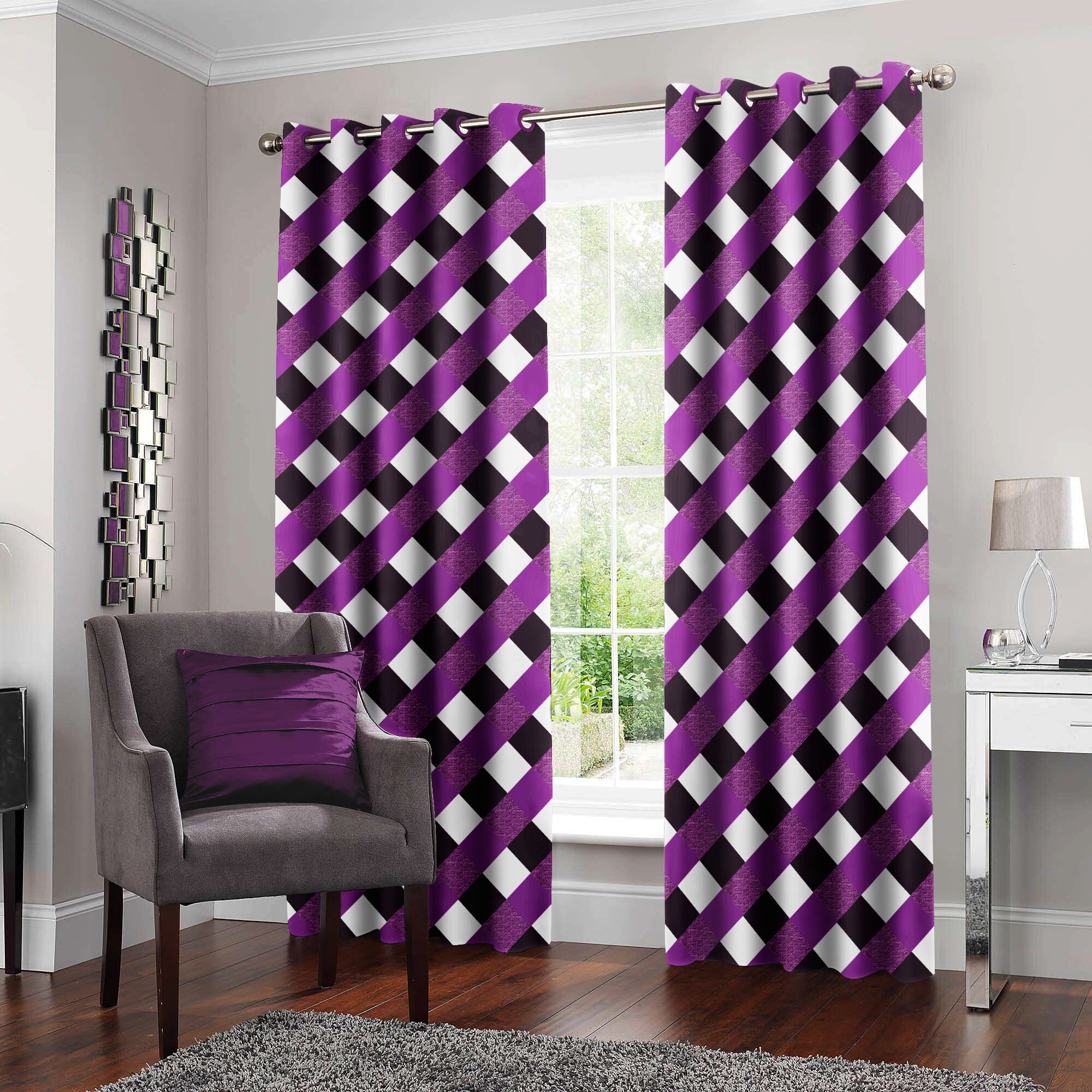 

Story Home Polyester Door Semi Transparent Purple Regular Curtain ( Eyelet Closure Abstract )