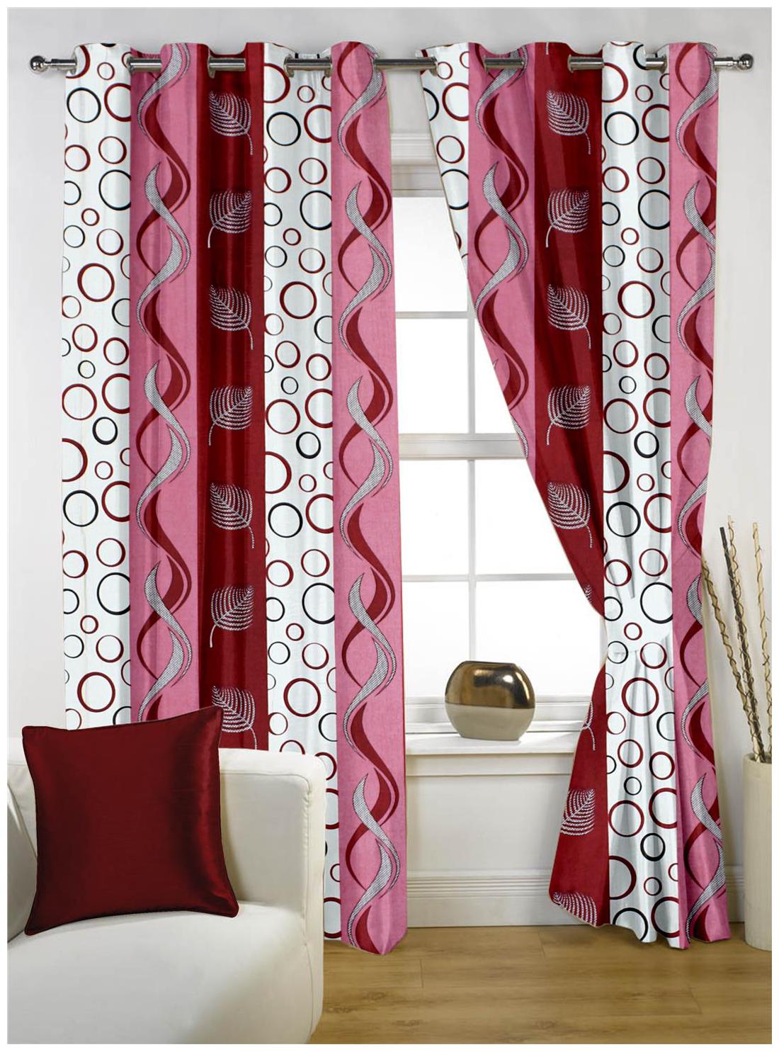

Story Home Polyester Window Semi Transparent Pink Regular Curtain ( Eyelet Closure Abstract )
