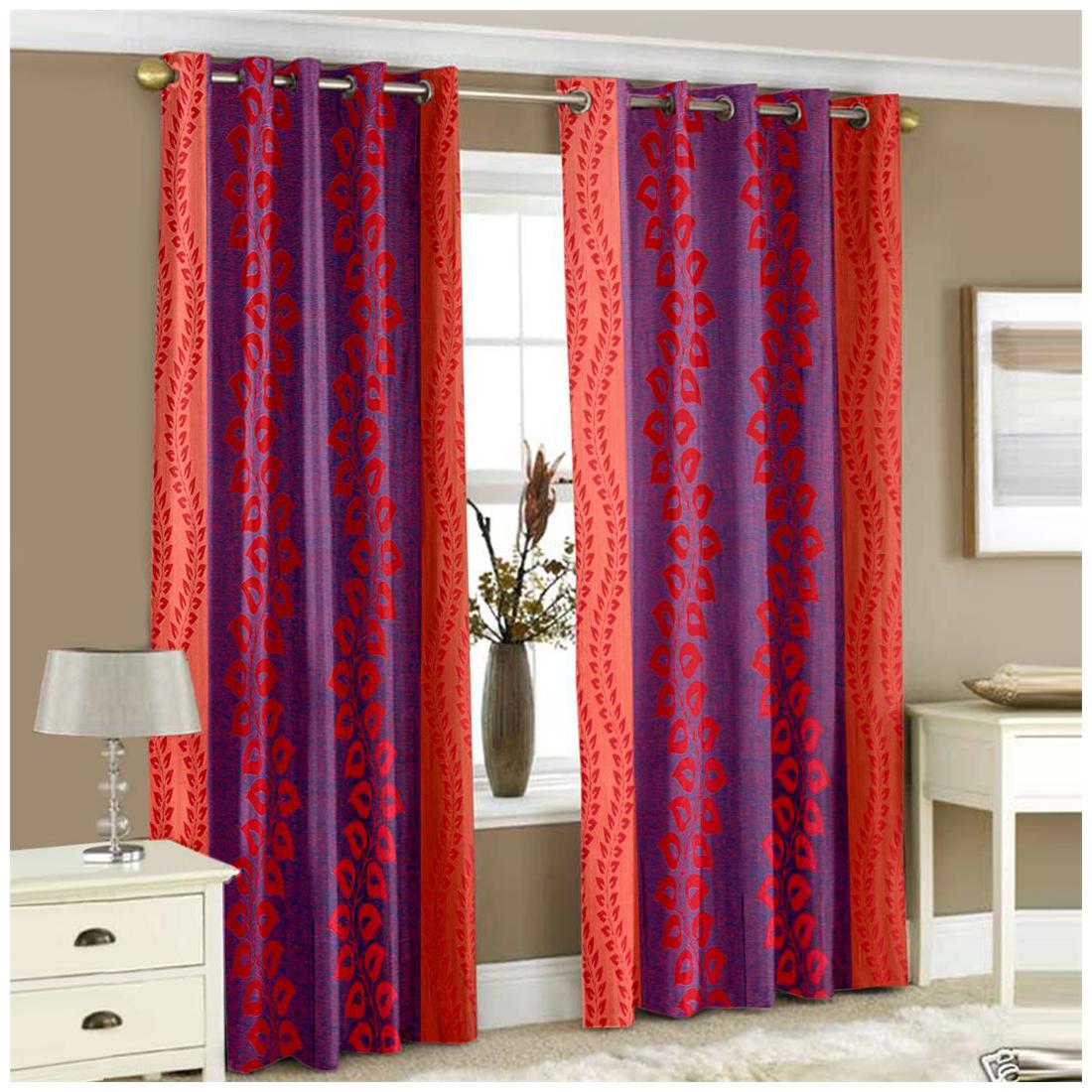 

Story Home Polyester Window Semi Transparent Orange Regular Curtain ( Eyelet Closure Abstract )