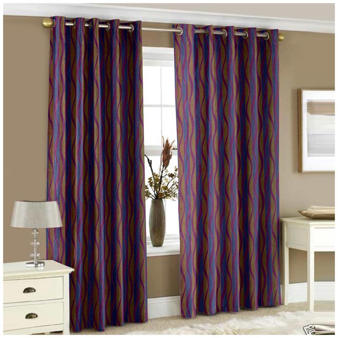 

Story Home Polyester Window Semi Transparent Purple Regular Curtain ( Eyelet Closure Abstract )