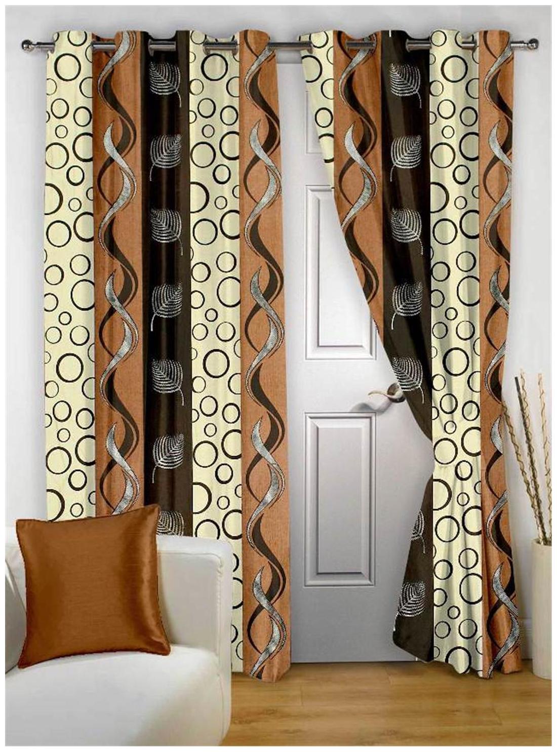 

Story Home Polyester Door Semi Transparent Brown Regular Curtain ( Eyelet Closure Abstract )