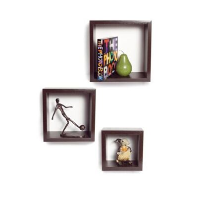 

DecorNation Wall Shelf Unit Set Of 3 Nesting Square Shelves - Brown