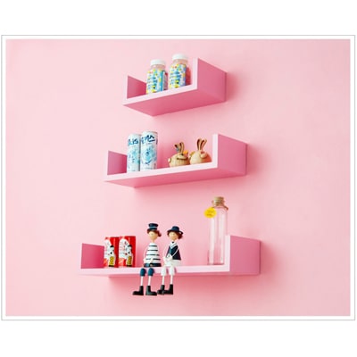 

DecorNation Wall Shelf Set Of 3 U Shape Shelves - Pink Shelving Wall Unit