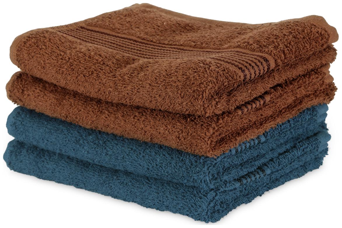 

BIANCA 380 GSM GSM Cotton Hand towel ( 4 pieces Blue Brown )