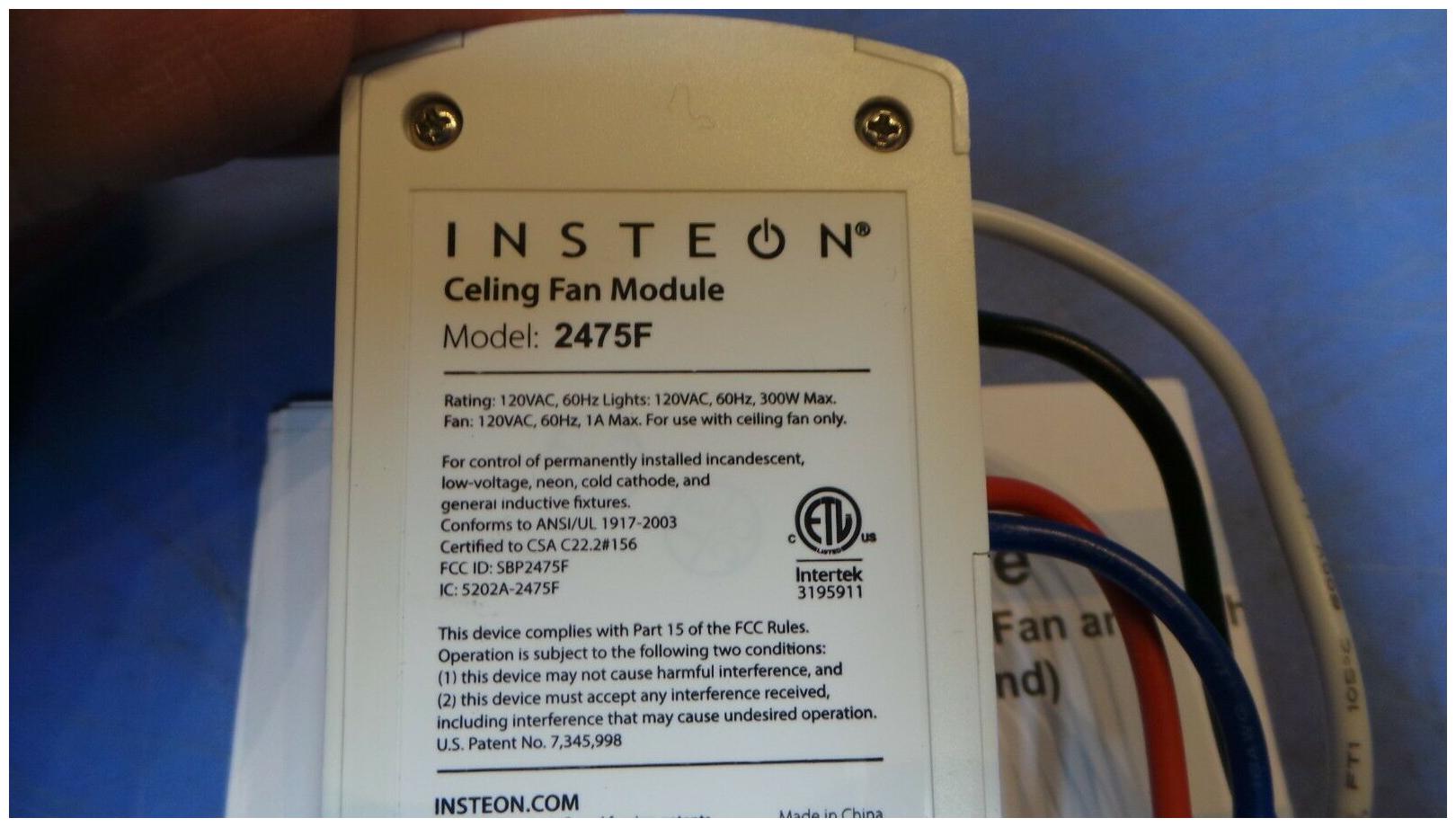 Insteon Ceiling Fan And Light Controller Fixture Module Shelly Lighting