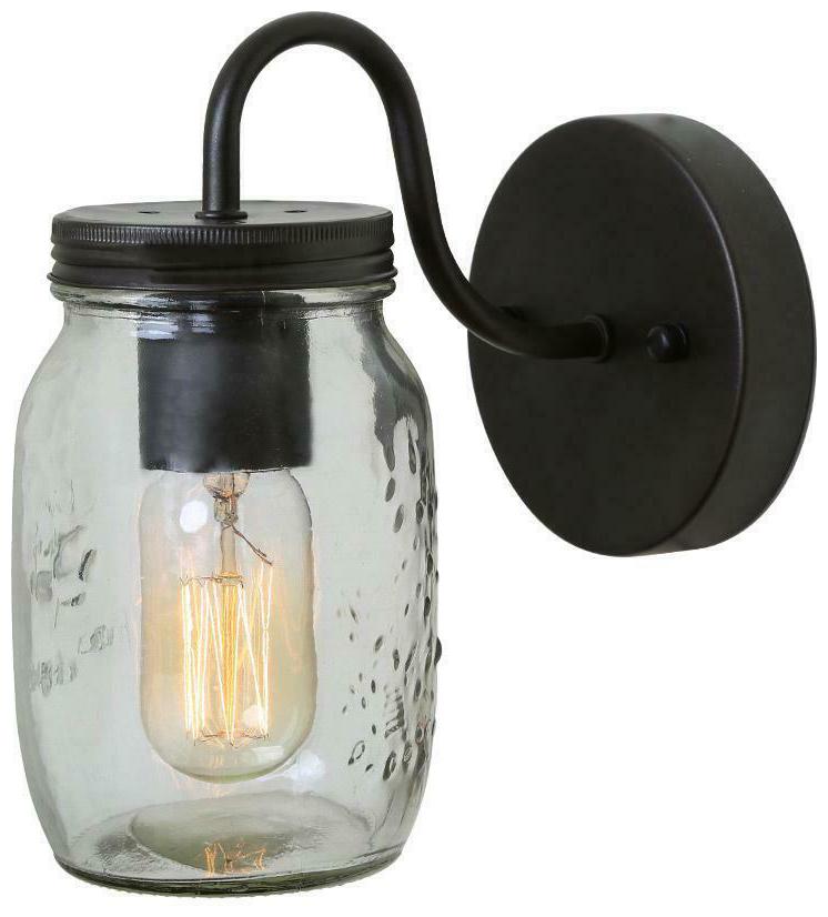 

1-Light Bronze Mason Jars Wall Sconce