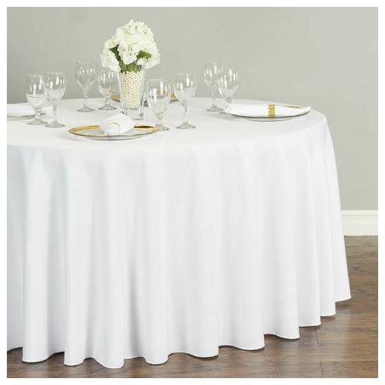 

1 to 50 PACK White 120 inch ROUND Tablecloth Polyester 5 Feet Table Cover
