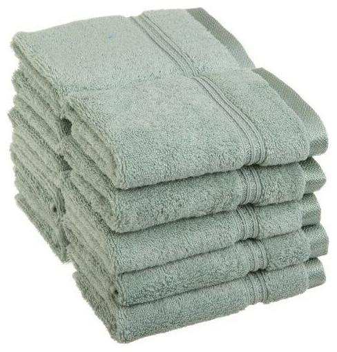 

10-Pc Sage Green Superior Long Staple Cotton Face Washcloth Set 600 GSM 1-Ply