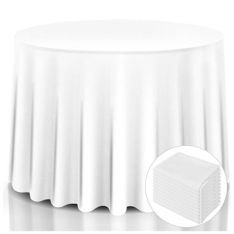 

10 Pcs 120 Home Restaurant Party Polyester Round Tablecloth Waterproof