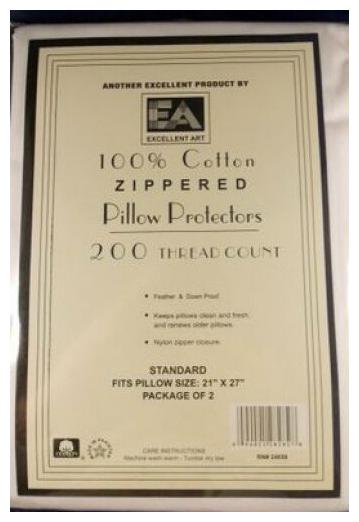 

100 COTTON-200 THREAD-SET OF 2 ZIPPERED STANDARD QUEEN KING PILLOW PROTECTORS--